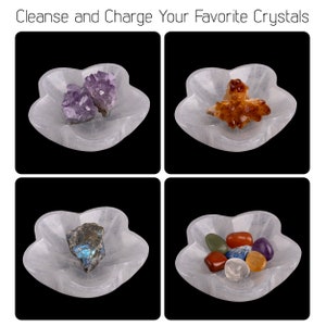 May include: Four white selenite charging plates with various crystals, including amethyst, citrine, labradorite, and a variety of tumbled stones.