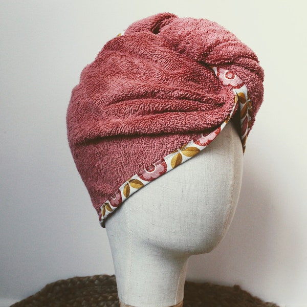 Serviette sèche-cheveux adulte, turban, turban cheveux, turban serviette, sèche cheveux, serviette turban