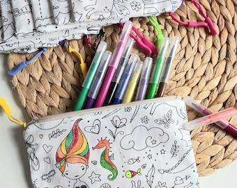 Trousse à colorier lavable et imperméable avec ses 12 crayons