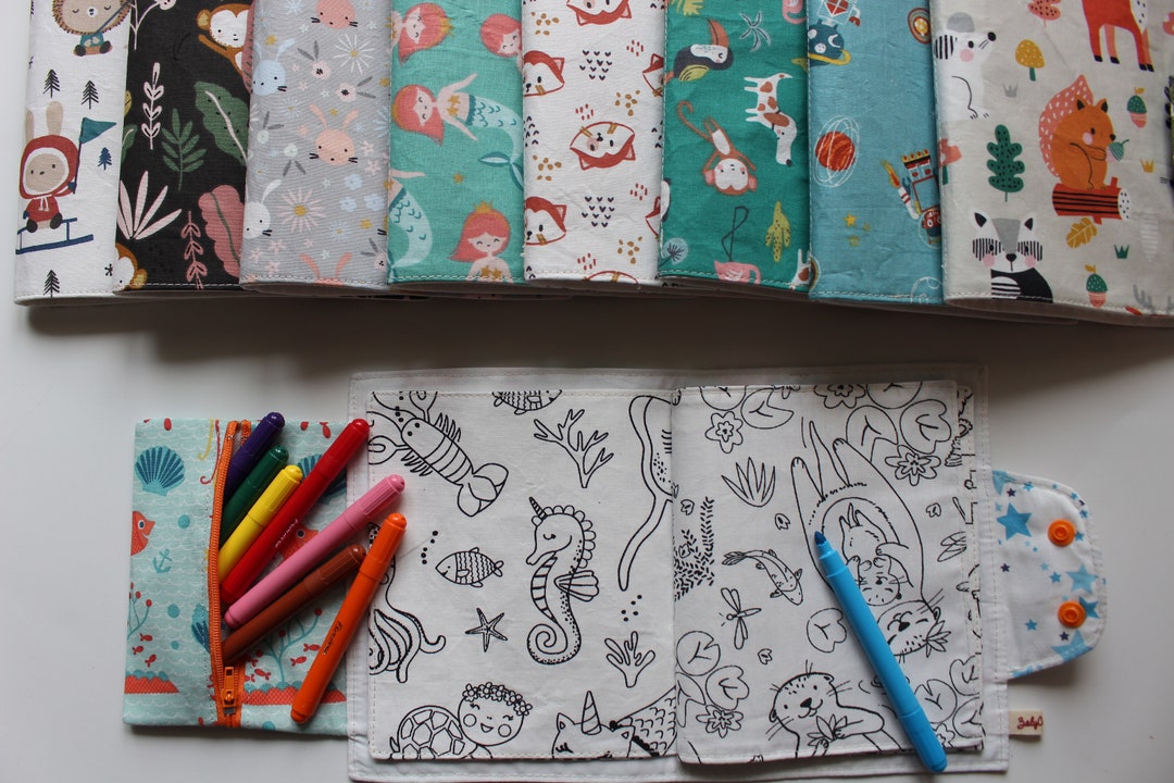 Petit cahier de coloriage lavable avec trousse intégrée et ses - Etsy