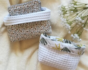 Gepersonaliseerde set herbruikbare make-up removerdoekjes + mandje | Oeko-Tex katoen – Baby & vrouw – Zero waste – Handgemaakt in Frankrijk