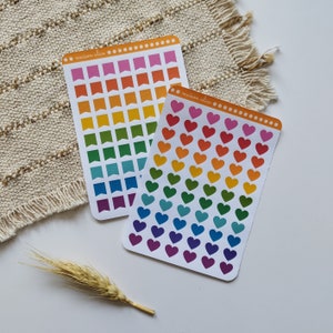 Stickers cœur & étiquettes multicolores – Bullet journal, scrapbooking, papeterie créative