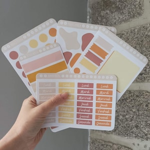 Pack 5 planches de stickers organisation jaune | Semainier, To Do, Masking Tape, Formes pour Bullet Journal et Agenda
