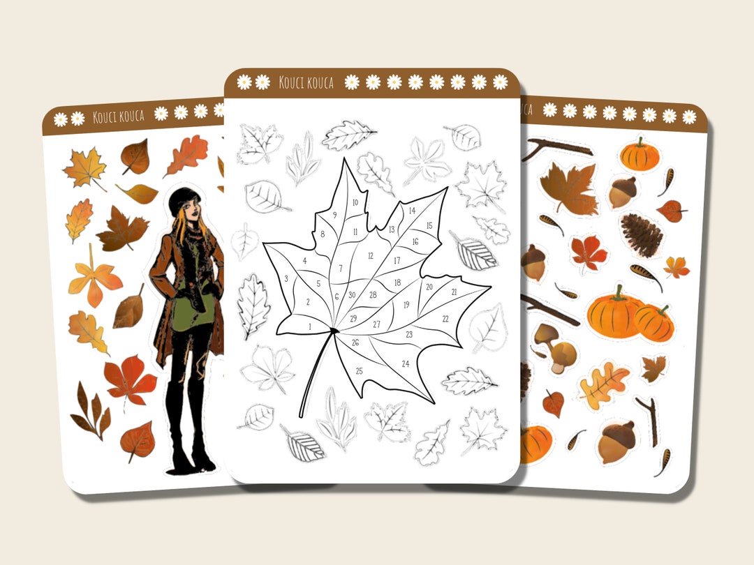 Sticker Boards Autumn Colored Sheet and Colored for Bullet - Etsy