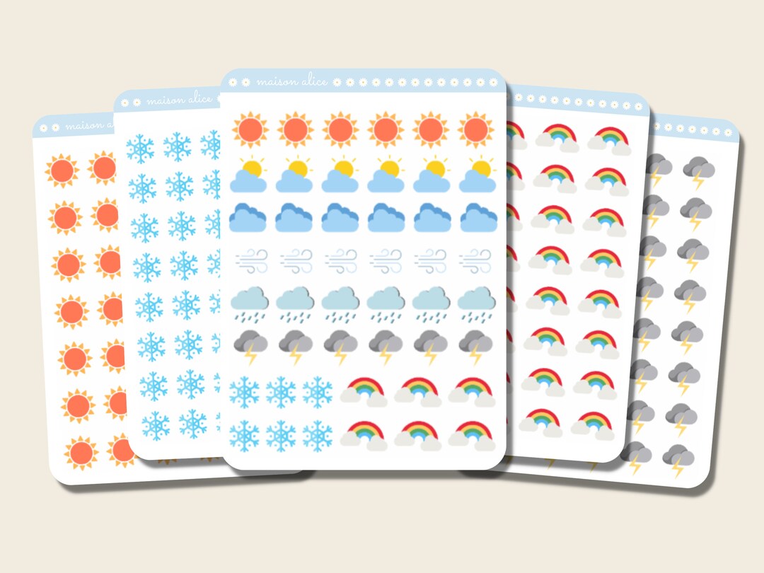 Windweather Sticker Weather Stickers | Icon Sticker Sheet for Bullet Journal, Diary ...