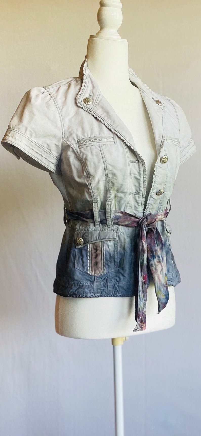 slow fashion aesthetic rare find XS Darling Dip Dyed jacket with Ice Dyed Silk sash