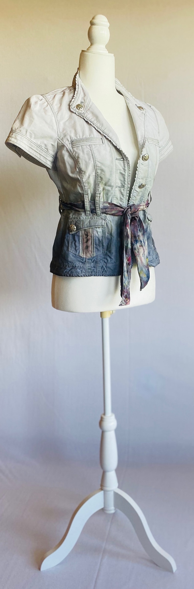 slow fashion aesthetic rare find XS Darling Dip Dyed jacket with Ice Dyed Silk sash