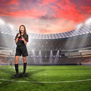 Digital Backdrop Photography - Soccer Stadium |  PURPLE SUNSET STADIUM |  Photoshop Backgrounds and Overlays | High-Resolution 4K Download