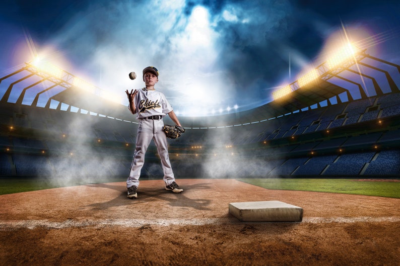 Digital Backdrop Photography - Baseball, Softball |  NIGHT & DAY STADIUM | Photoshop Backgrounds and Overlays | High-Resolution 4K Download 