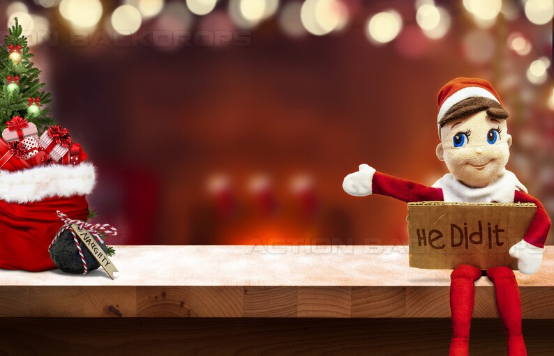 Digital Backdrop Elves ELF ON a SHELF Download Etsy