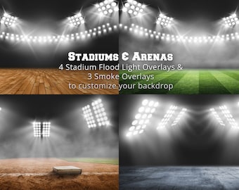 Digital Backdrop Photography - SPORTS STADIUMS & LIGHTS | Photoshop Backgrounds and Overlays | Super High-Resolution 4K Download