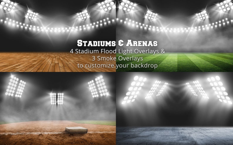 Digital Backdrop Photography - SPORTS STADIUMS & LIGHTS | Photoshop Backgrounds and Overlays | Super High-Resolution 4K Download 