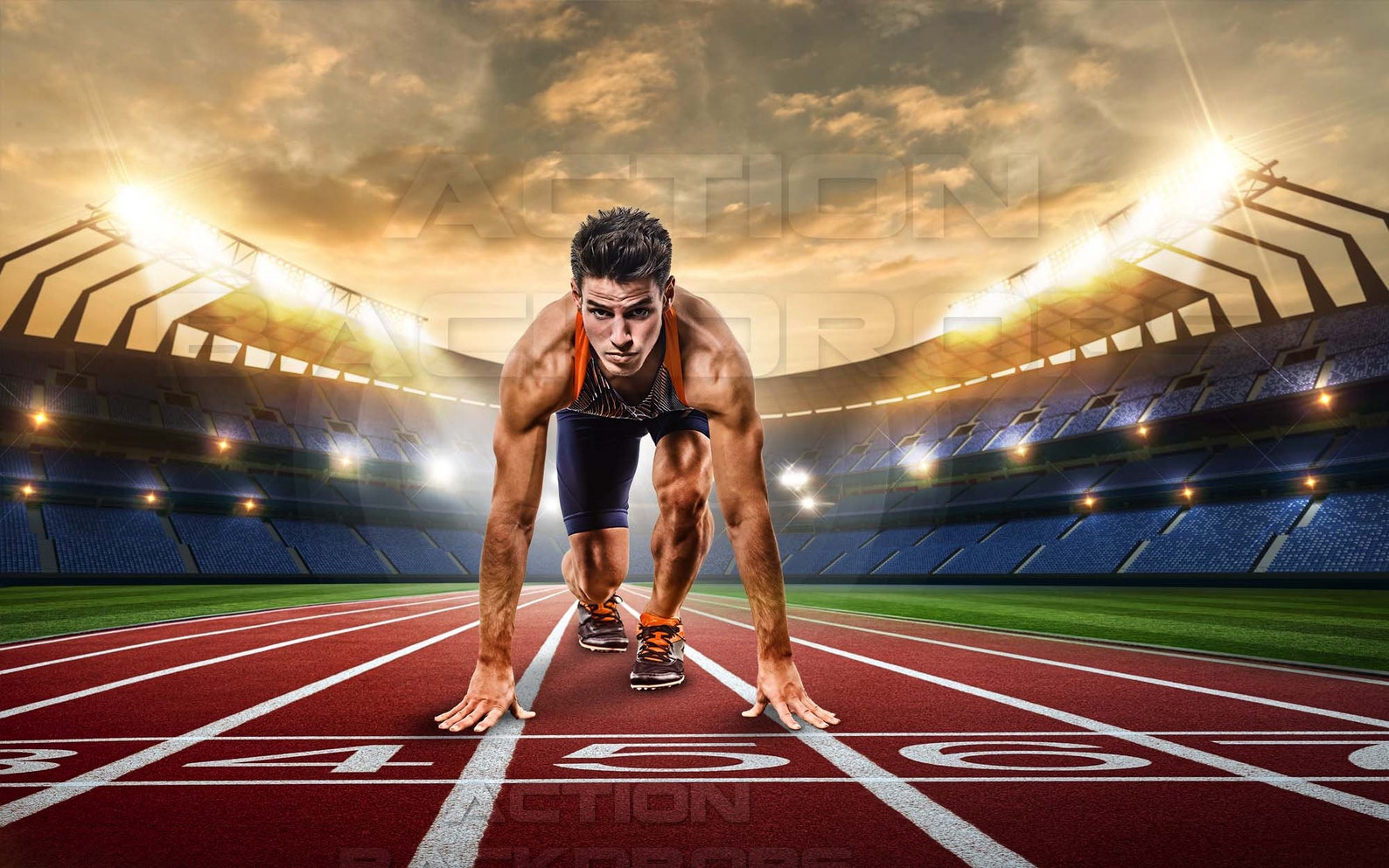 Digital Backdrop Photography Track and Field SUNSET TRACK STADIUM