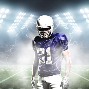 Football Digital Backdrop - LIGHTNING FOOTBALL CREATOR Pack | Photoshop Backgrounds and Overlays | Super High-Resolution 4K Download