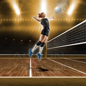 Digital Backdrop Photography - sports |  VOLLEYBALL GOLD VIBRANCE  | Photoshop Backgrounds and Overlays | High-Resolution 4K Download