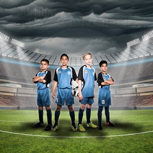Soccer and Football Digital Backdrop - Photography | STORM CLOUD STADIUM | Photoshop Backgrounds and Overlays | High-Resolution 4K Download