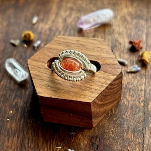 Sunstone Sterling Silver Ring Size 4.5 Wire Wrappes Ring, Handmade Sunstone Ring, Orange Gemstone Ring