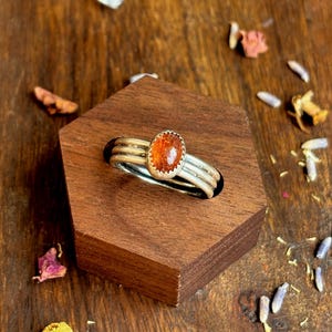 Sunstone Sterling Silver Ring Size 8, Handmade Sunstone Ring, Orange Gemstone Ring