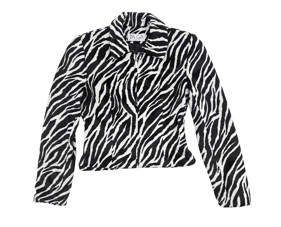 Vintage Felt Velour Zebra Jacket Etsy