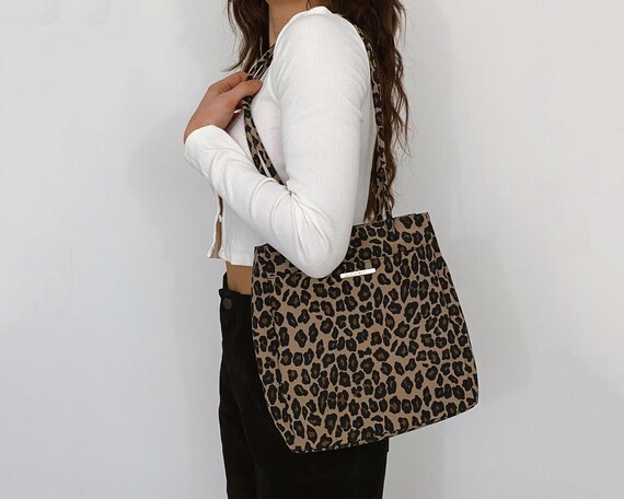 y2k leopard nylon shoulder bag