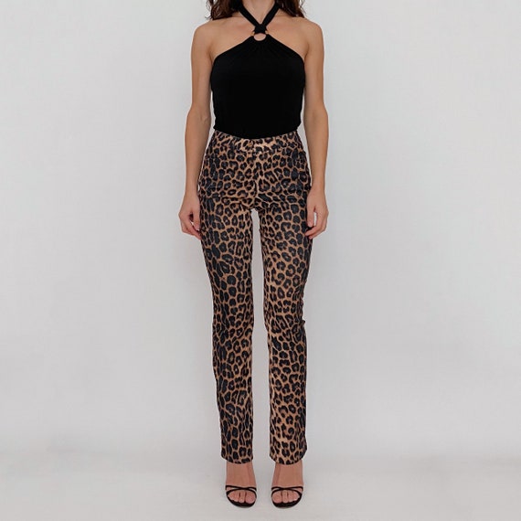 bebe silk leopard print pants