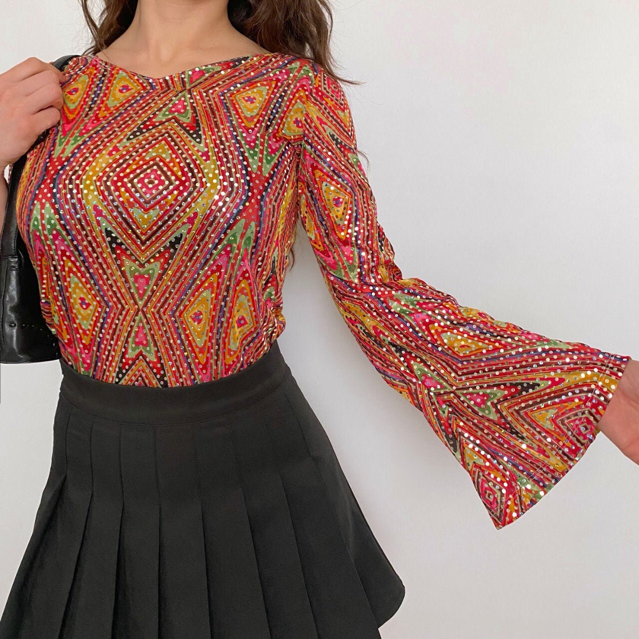 sequin bell sleeve