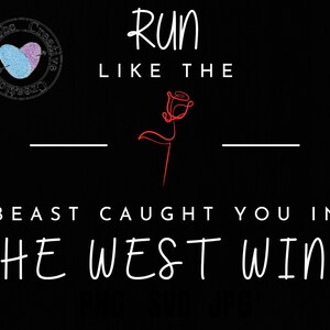 RunDisney Inspired Race SVG Wine and Dine Weekend 2023 La bella y la bestia / Corre como si te atraparan en el ala oeste / Rosa / Archivo digital