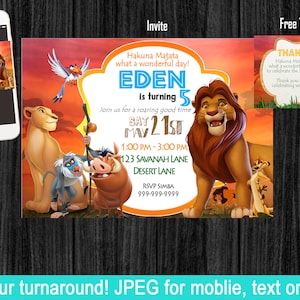 The Lion King, Simba birthday, The lion king birthday, Lion king,  invitation with free thank you!