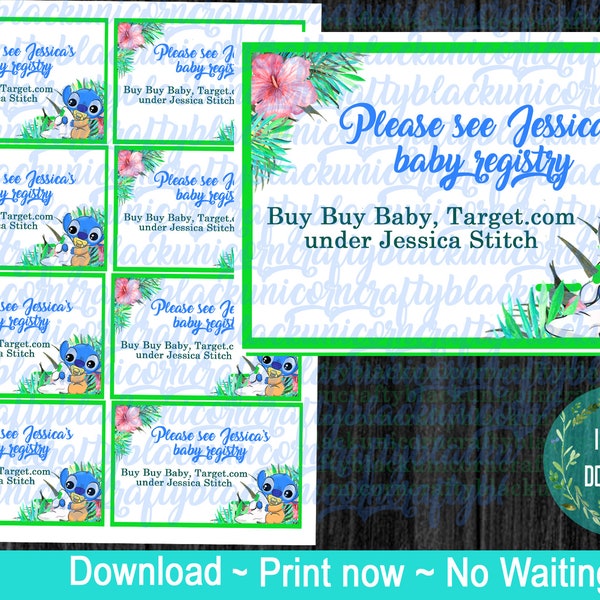 lilo and stitch baby shower, baby registry stitch baby shower lilo and stitch, Lilo & Stitch registration card