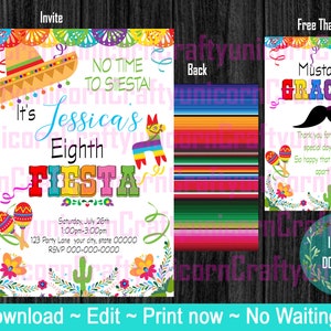 Fiesta Invitation, first fiesta invite, editable invitation, fiesta baby shower invitation, mexican fiesta theme wedding