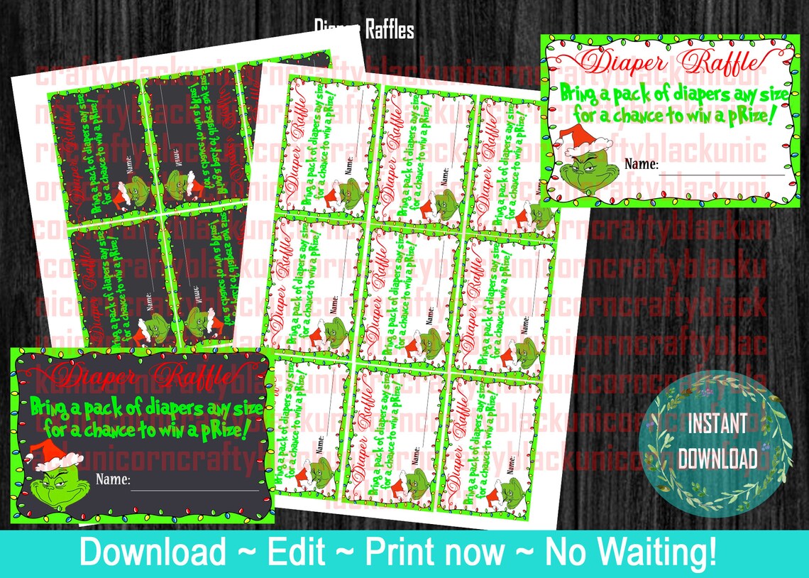 Grinch Grinch Christmas Baby Shower Diaper Ralle Game Etsy