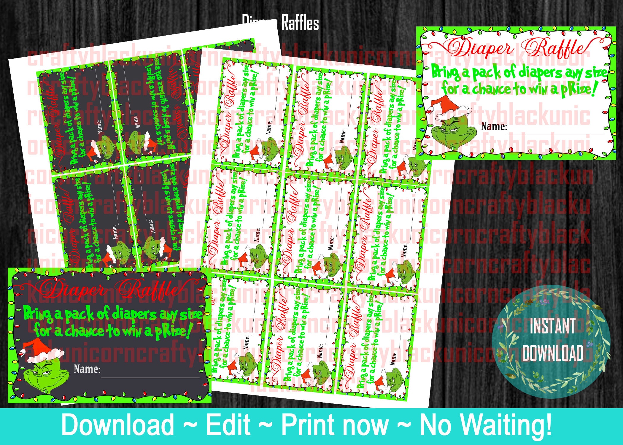 Grinch Grinch Christmas Baby Shower Diaper Ralle Game Etsy Finland