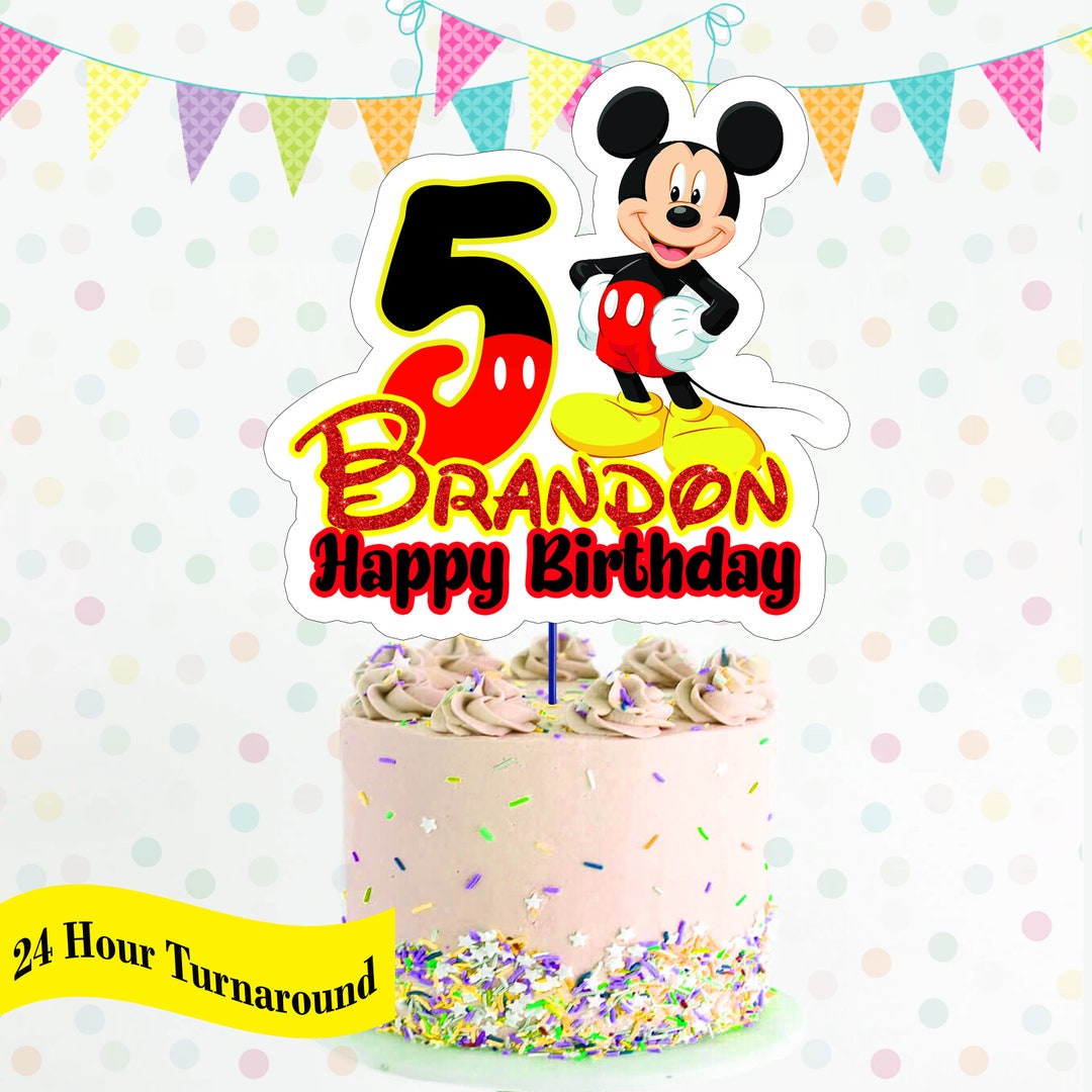Mickey Cake Topper, Personalized Mickey Mouse, Printable Mickey Party ...