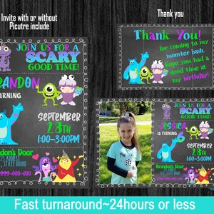 Monster Birthday Invitation, Monster Inc Invitation , Monster inc birthday card