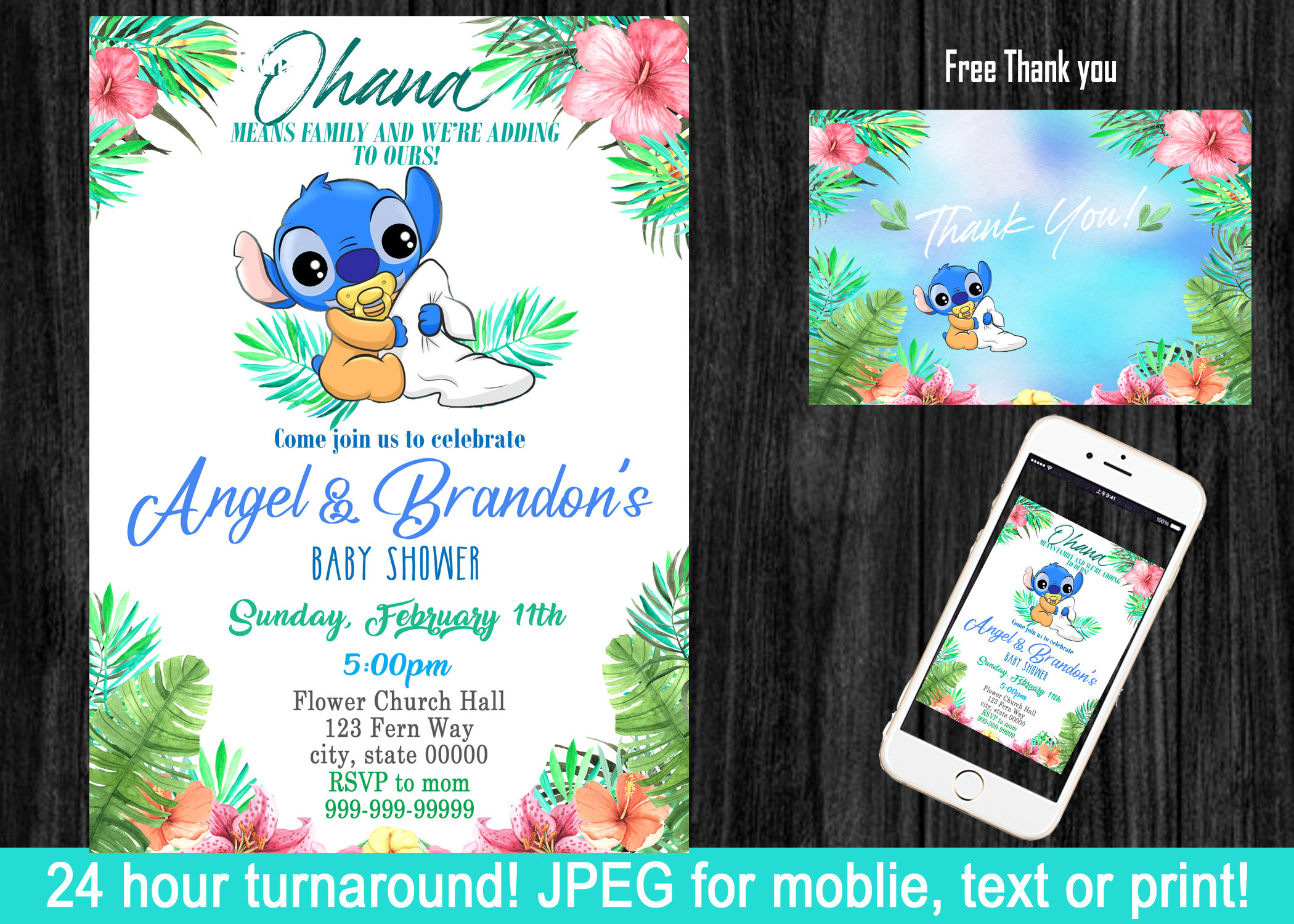 Stitch Invitation Stitch Baby Shower Lilo and Stitch Lilo