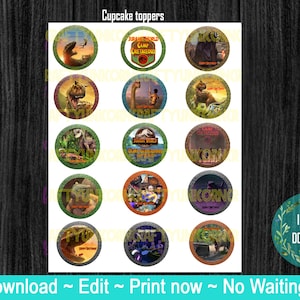 Jurassic park camp, camp Jurassic Park, jurassic camp cretaceous World Birthday Cupcake Toppers!