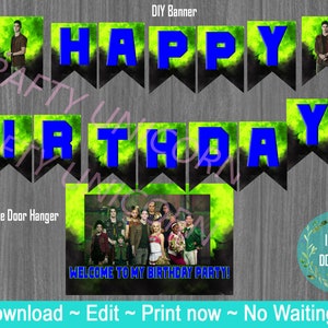 INSTANT DOWNLOAD Disney Zombie Verjaardagsbanner! met gratis deur banner JPEG jongens banner