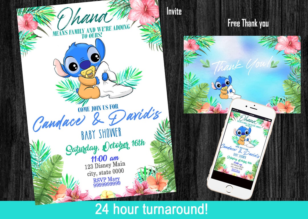 Stitch Invitation Stitch Baby Shower Lilo and Stitch Lilo & Etsy