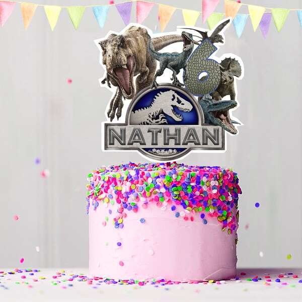 Jurassic Park, Jurassic  World, Dinosaur cake topper Digital Item JPEG Free happy birthday door banner