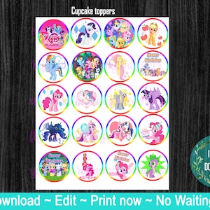 My little pony, MLP, ozdoby na babeczki z kucykami, dekoracja tortu, dekoracja środka lub przyjęcia!
