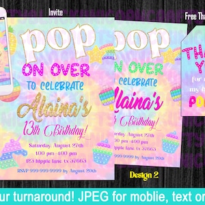 Pop It Invitation, Pop Fidget Invitation, Pop It Fidget Toy Invitation, Pop It Birthday, Pop It Party birthday, party,  free thank you!!