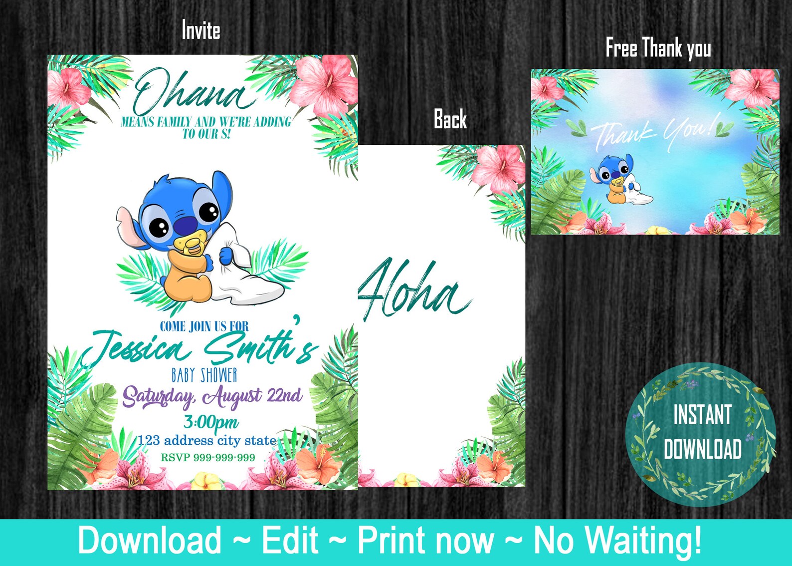 Stitch invitation stitch baby shower lilo and stitch Lilo & Etsy