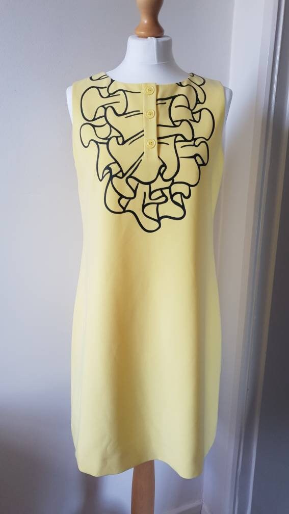 MOSCHINO Optical Illusion Shift Dress/ Designer Pale Yellow