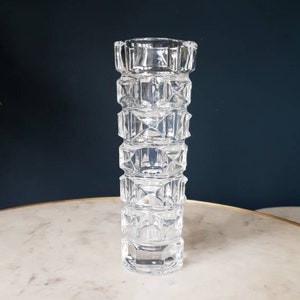 Wazon kryształowy z lat 80. / Vintage diamentowy wazon kryształowy / Geometryczny wazon kryształowy Nowoczesny vintage