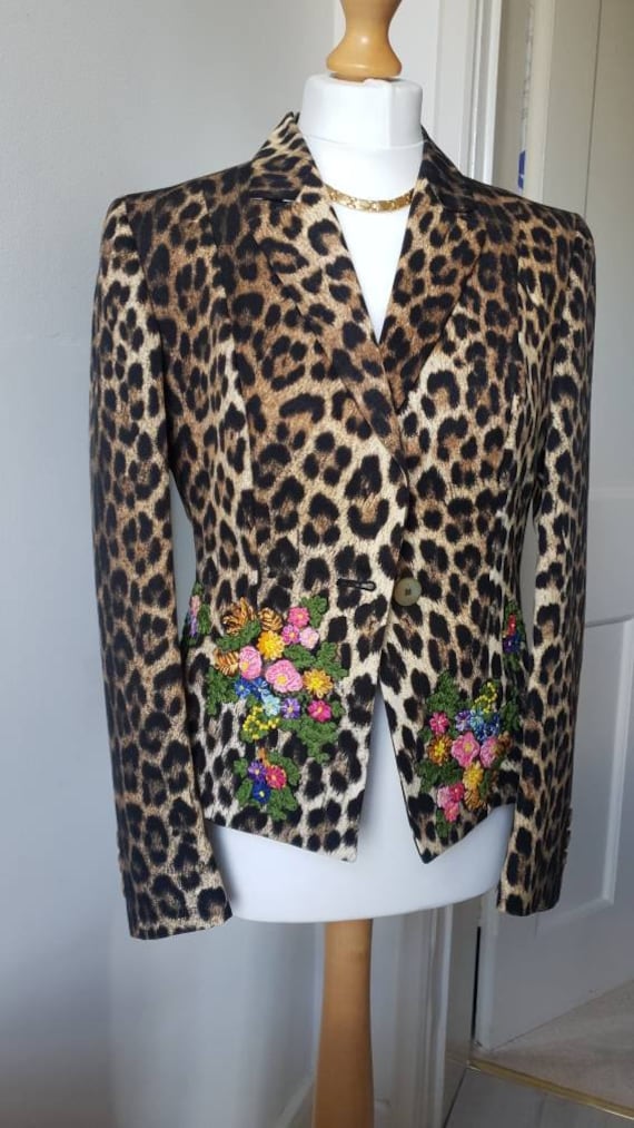 00's MOSCHINO Leopard and Florals Blazer/ Vintage… - image 1