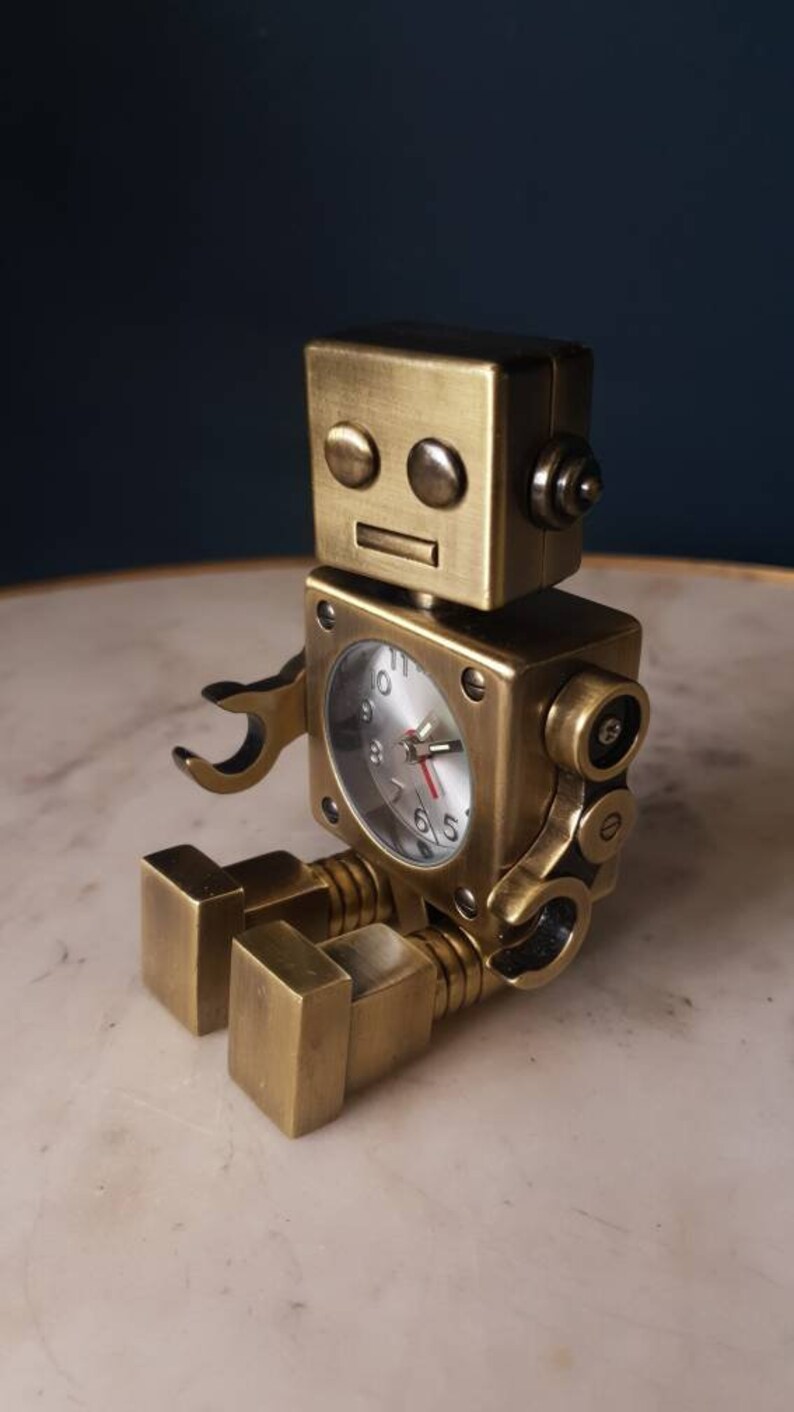 Retro Brass Robot Clock/ Articulated Gold Metal Robot Clock/ Etsy