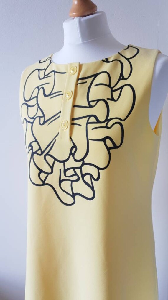 MOSCHINO Optical Illusion Shift Dress/ Designer Pale Yellow