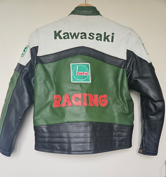 RARE Kid s size Vintage Motorbike Racing Jacket Children s Vintage KAWASAKI Racing Jacket Kid s Leather Motorcycle Jacket Etsy UK