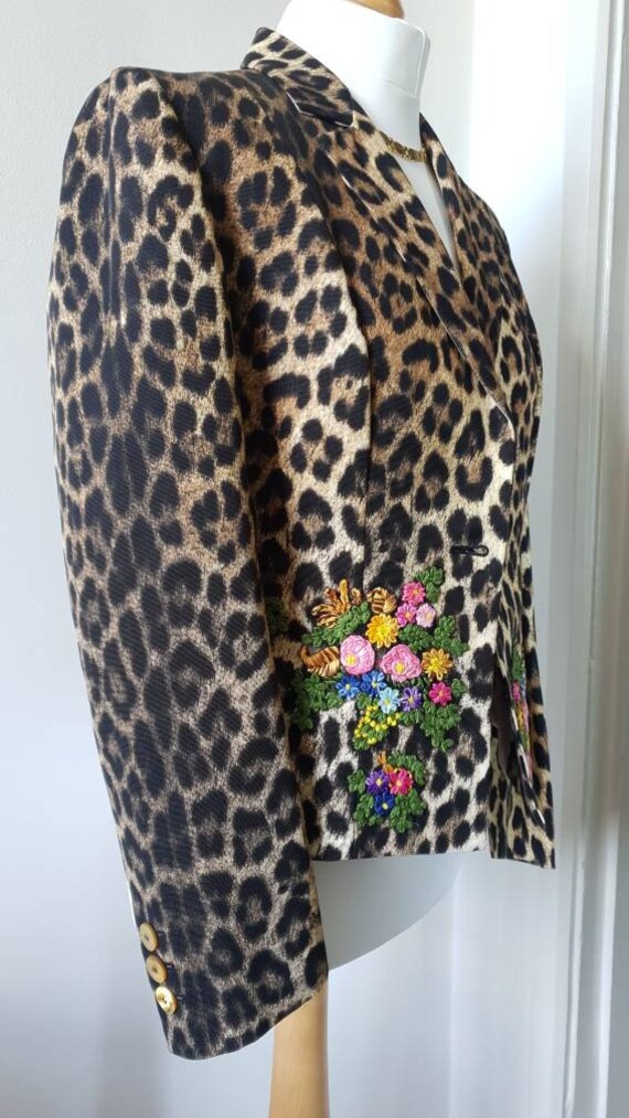 00's MOSCHINO Leopard and Florals Blazer/ Vintage… - image 3