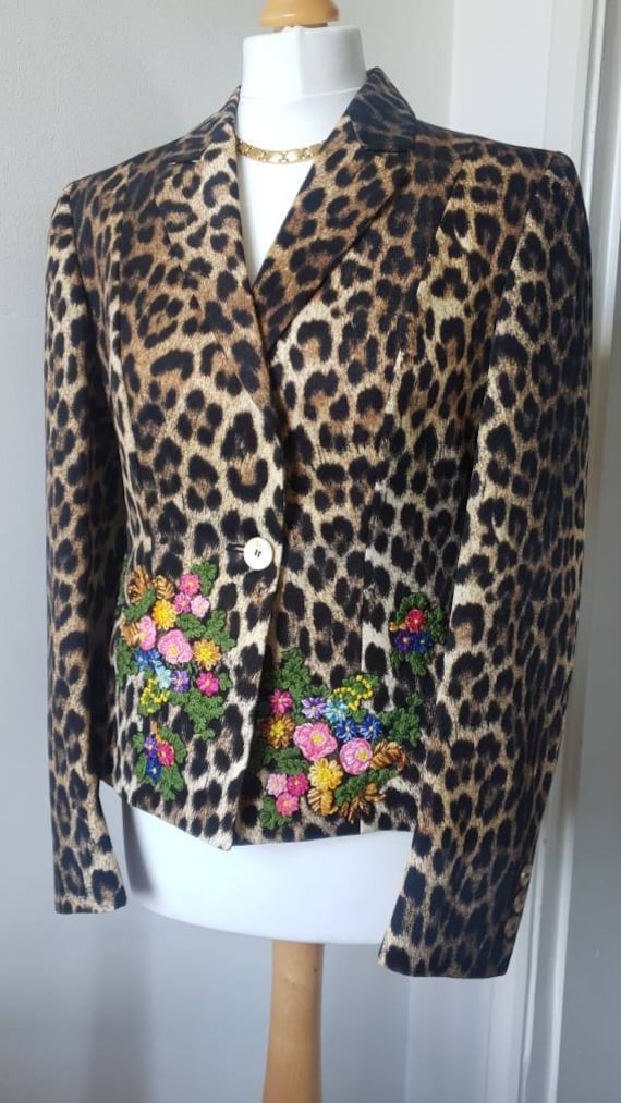 00's MOSCHINO Leopard and Florals Blazer/ Vintage… - image 6